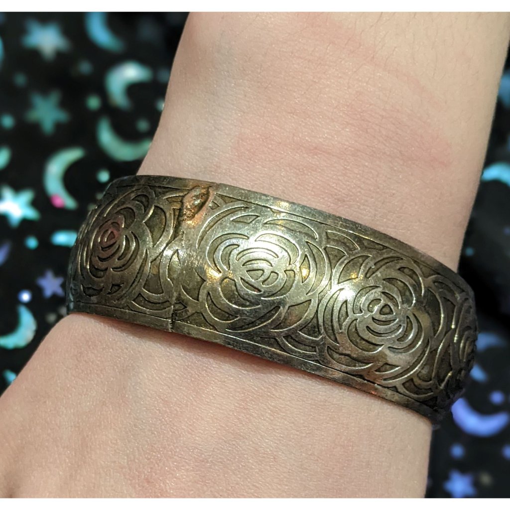 Silver Rose Bangle